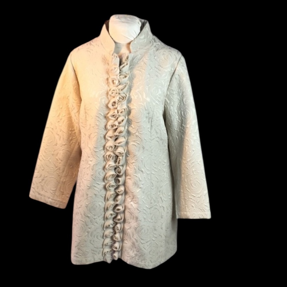 Toffee Apple Jacket Rosettes Pearls Jacquard Size XL